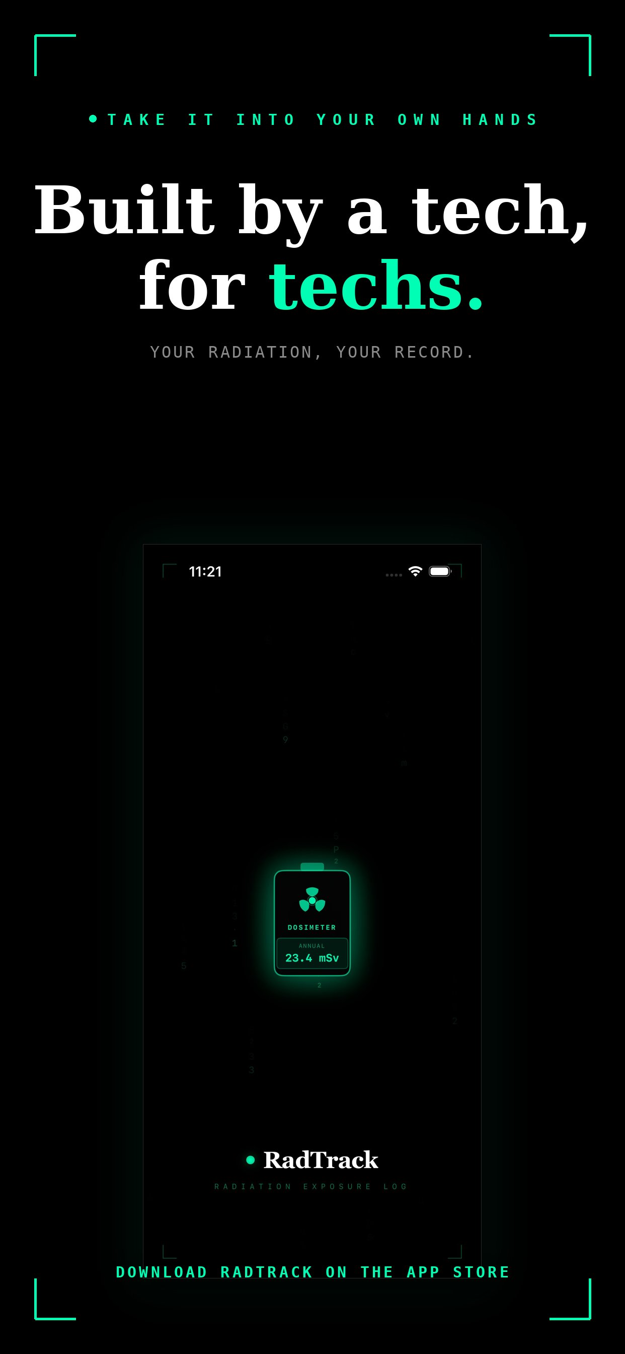 RadTrack — your radiation. Your record. A personal dosimeter for the people who live in it.